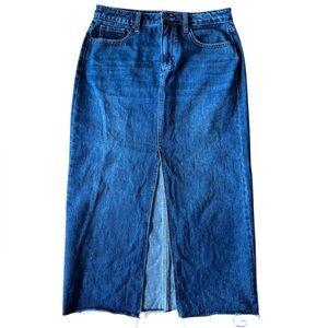 Hidden Jeans Peyton Front Slit Midi Skirt Size Medium Blue Western Baddie